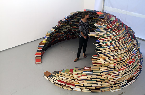 Avid Book lovers will be mesmerized by this! An Igloo made using Books!